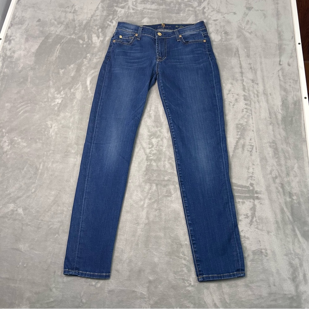 7 For All Mankind Jeans The Slim Cigarette Womens 28 Mid Rise  Medium Wash